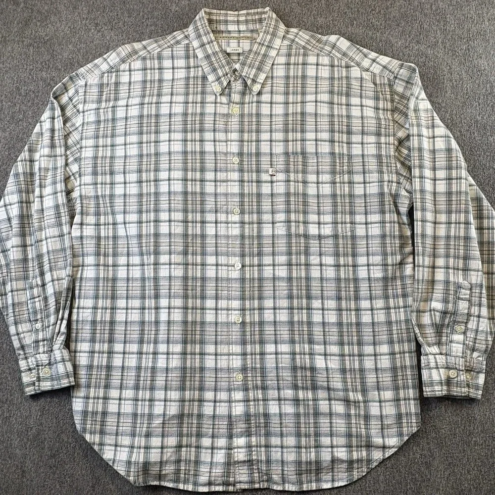 Robert Stock Classic Plaid 100% Cotton‎ Mens Casual Button Shirt Woven  Sz Large